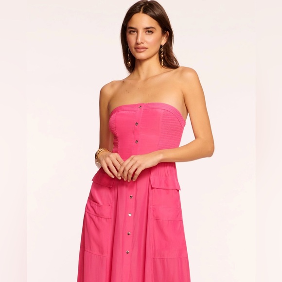 Ramy Brook Blair Strapless Smocked Midi Dress *NWT* - Picture 3 of 6